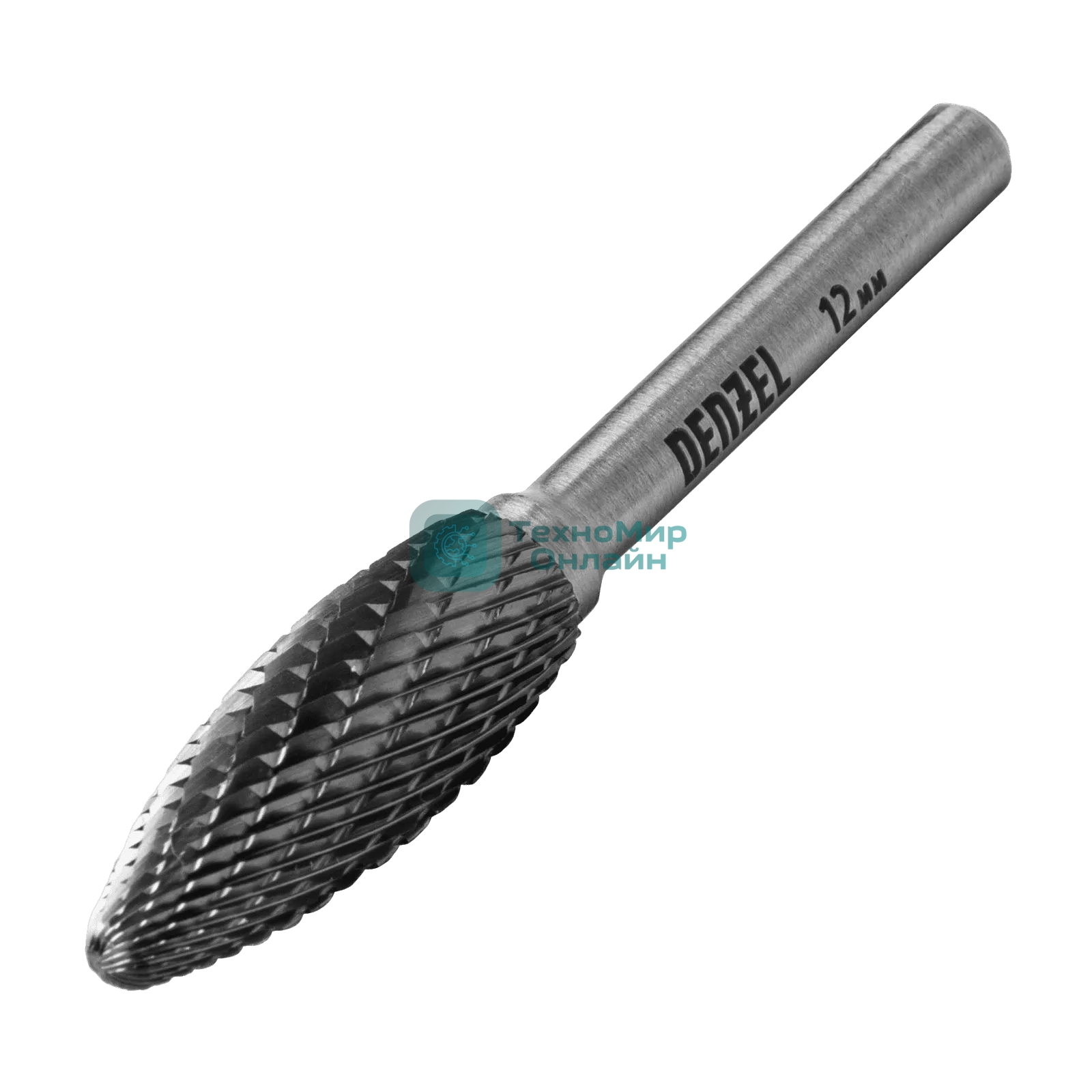 Борфреза по металлу Denzel твердосплавная, элипсообразная, тип-H, 12 мм