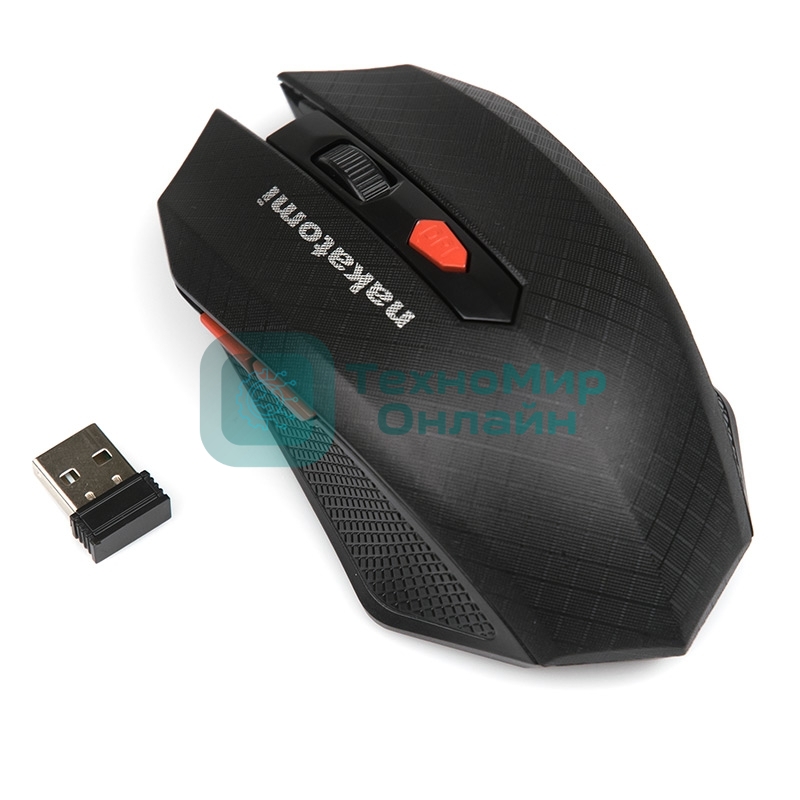 Мышь беспроводная Nakatomi MRON-08U черный, 1600 dpi, радиоканал, USB, кнопки - 6