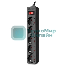 Сетевой фильтр SVEN SF-05E 1,8 м (5 розеток с защитными шторками) черный, цветная коробка