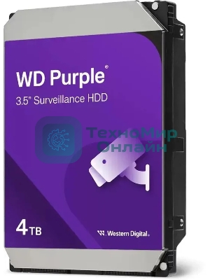 Жесткий диск Western Digital 4TB WD44PURZ Purple Pro Surveillance, Cache 128MB
