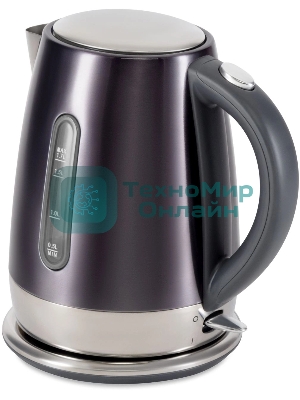 Чайник электрический Hyundai HYK-S7777 1.7 л, 2200 Вт, графит/серебристый корпус: металл