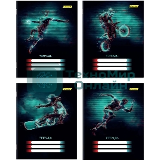 Набор тетрадей Silwerhof 2001671 18 листов, линейка, A5, Спорт 4 дизайна, мелованный картон, водный лак, скрепка (упаковка: 4шт)