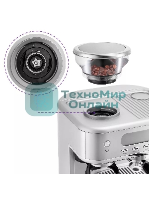 Кофеварка рожковая Kitfort КТ-7113 нержавеющая сталь, исп. кофе - молотый/зерновой, 2.3 л, 1770 Вт, 15 бар