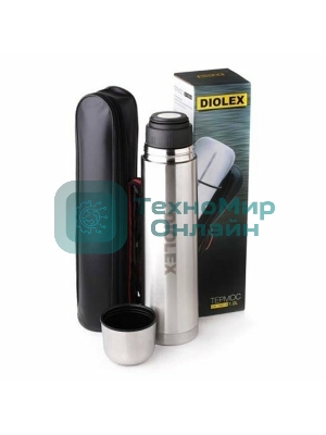 Термос Diolex DX-1000-B 1000 мл, с узкимгорлом, в чехле, нержавеющая сталь