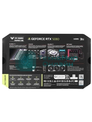 Видеокарта ASUS TUF-RTX 5080-O16G-GAMINGRTX 5080,HDMIx2,DPx3,16G,D7; 90YV0M30-M0NA00 (TUF-RTX 5080-O16G-GAMING)