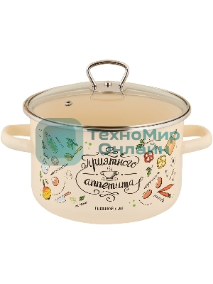Кастрюля Appetite 1RD201S Приятного аппетита эмалированная сталь, цил. 4 л
