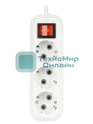 Удлинитель Smartbuy (SBE-16-3-03-ZS) 3 гнз х 3,0 м (16А/3.5 кВт, ПВС 3х1.0)