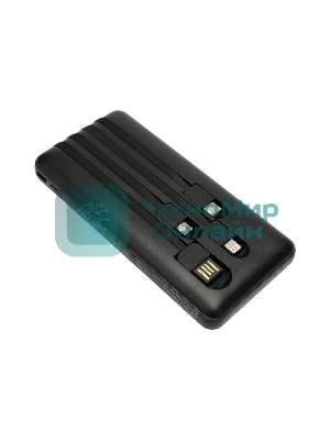 Портативный аккумулятор Gembird GPB-10C, 10000мА·ч, 2A, 4 встроенных кабеля, черный