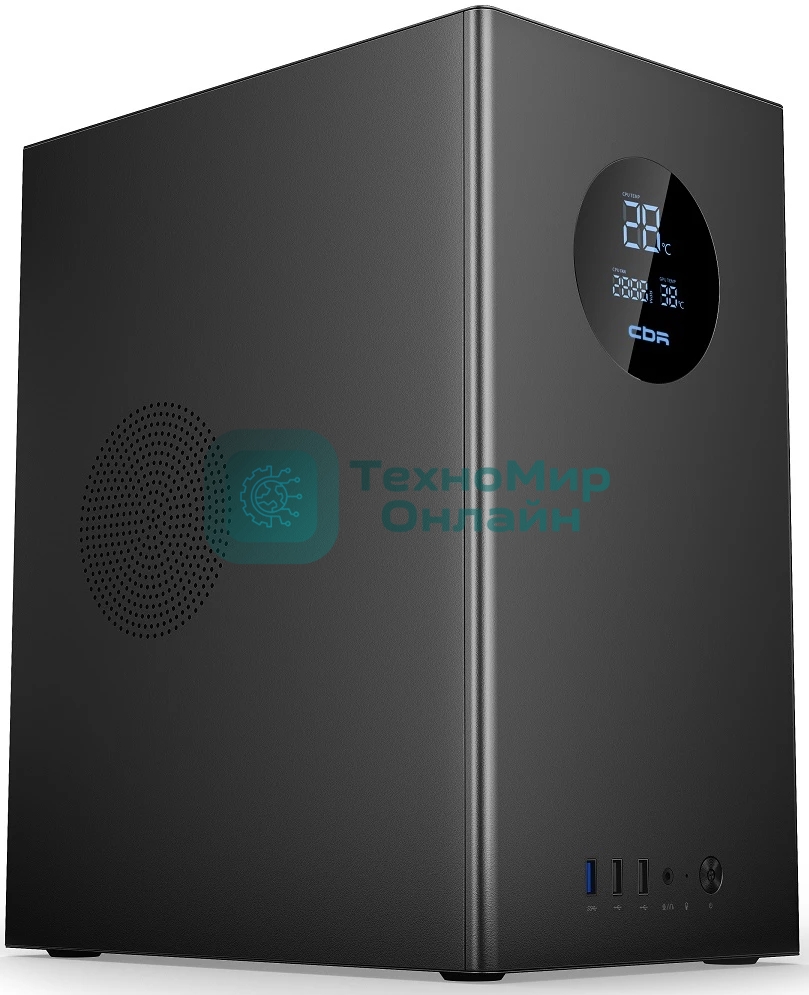 Компьютерный корпус CBR mATX Minitower V865, без БП, 1хUSB 3.0, 2хUSB 2.0, HD Audio+Mic, Digital Screen, черный