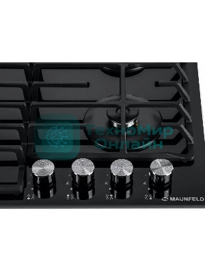 Газовая варочная панель Maunfeld EGHG.64.63CB/G, 4 конфорки, закаленное стекло, черный