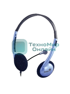 Проводные наушники Genius HS-02B синий/черный, накладные, Jack 3.5 мм, регулируемый микрофон