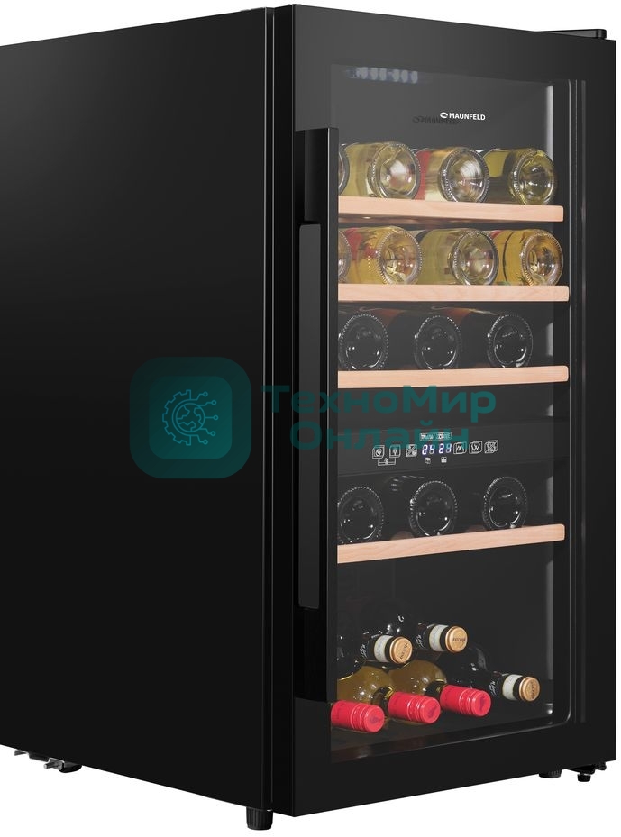 Винный шкаф Maunfeld MFWC-124D49 черный, 116 л, 2 отсека, 49 бут., класс G