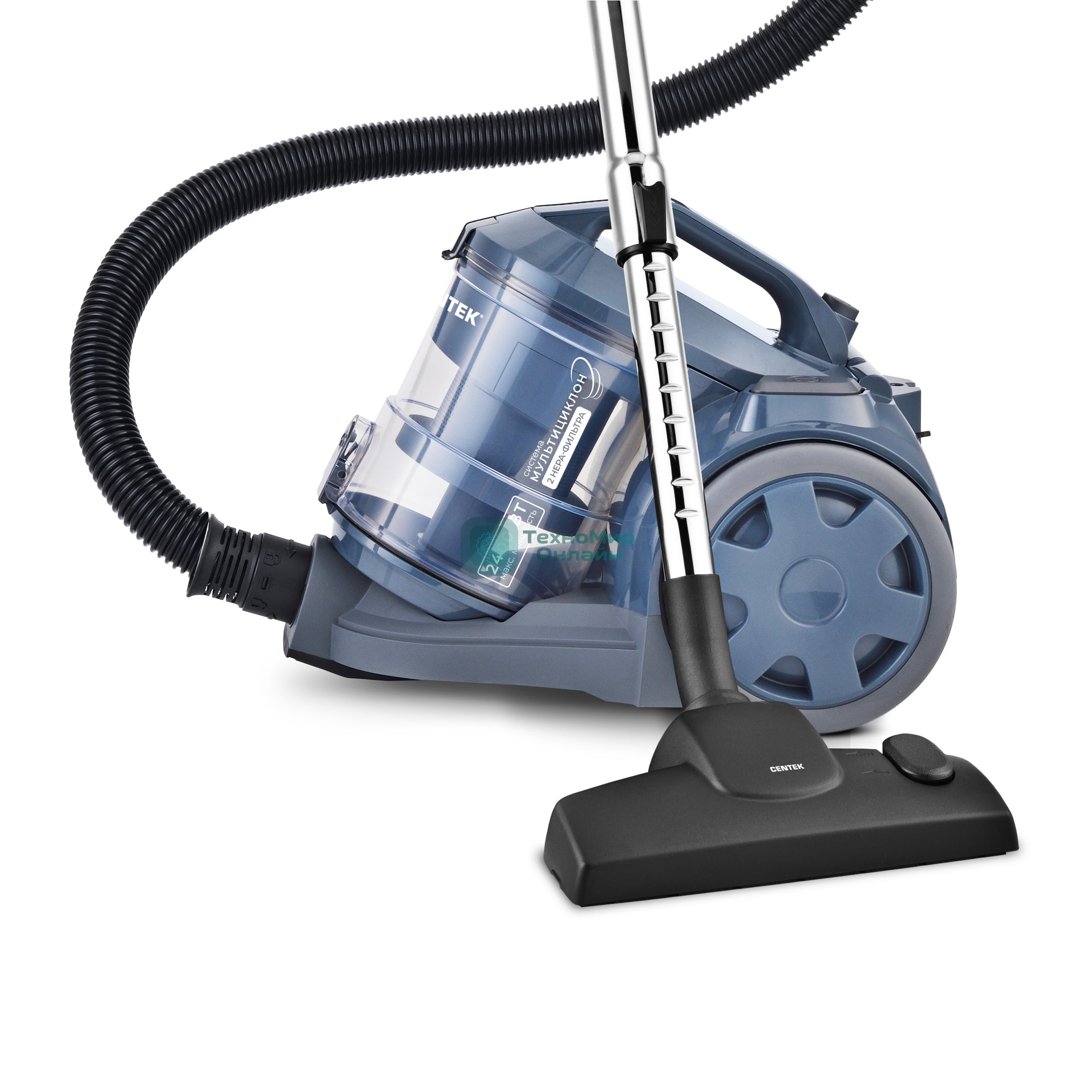 Пылесос Centek CT-2546 голубой/черный, 400/2400 Вт, уборка сухая, пылесборник контейнер 2 л