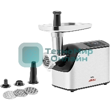 Мясорубка электрическая ARESA AR-2107 серебристый, 2500 Вт, 2.8 кг/мин, реверс, защита от перегрузки, насадки - 5