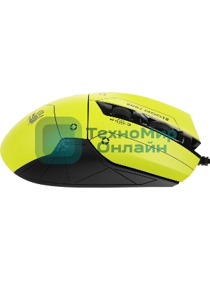 Мышь проводная A4Tech Bloody W70 Max желтый/черный, 10000 dpi, USB, кнопки - 9