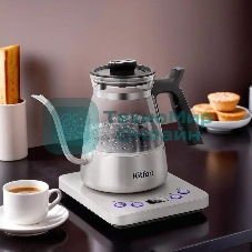 Чайник электрический Kitfort КТ-8707 0.8л. 1300Вт нержавеющая сталь/черный корпус: Металл/стекло/пластик