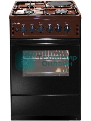 Плита комбинированная Лысьва ЭГ 1/3г01-2у коричневый, конфорок 4 шт (3 газовых + 1 электрическая), духовка 57 л, 50 см x 84 см x 60 см