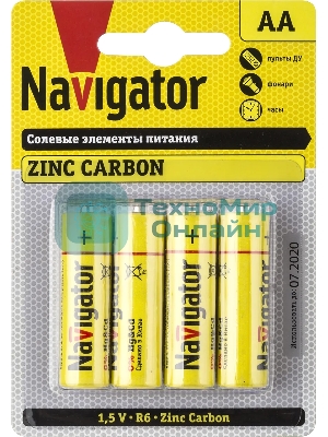 Элемент питания Navigator NBT-NS-R6-BP4, 1.5 В