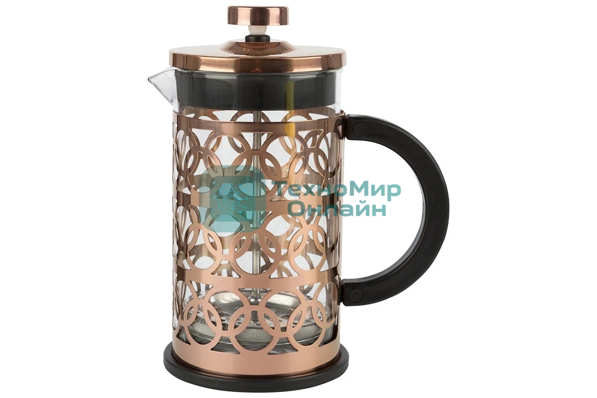 Френч-пресс MALLONY BRONZO объем: 600 мл, из боросил стекла, корпус из нерж стали (медный) (950154)