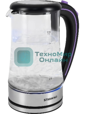 Чайник электрический Starwind SKG4045 1.8 л, 1800 Вт, черный/серебристый корпус: стекло
