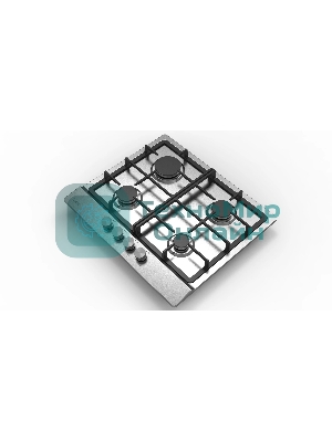 Газовая варочная панель Evelux HEG 633 X Hi-Tech, 60 см, 4 конфорки, чугунные решетки, газ-контроль, электроподжиг, механическое управление, нержавеющая сталь