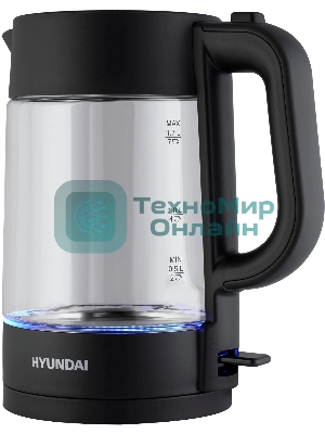 Чайник электрический Hyundai HYK-G7707 1.7л. 2200Вт графит корпус: стекло