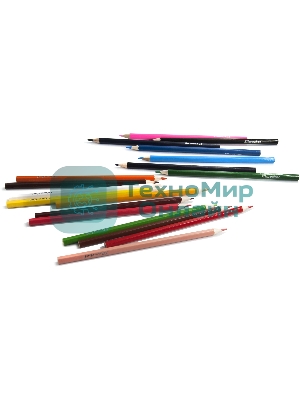 Карандаши цветные Silwerhof Eco 2.65 мм, шестигранный профиль, дерево, ассорти, 18 цветов, коробка с европодвесом