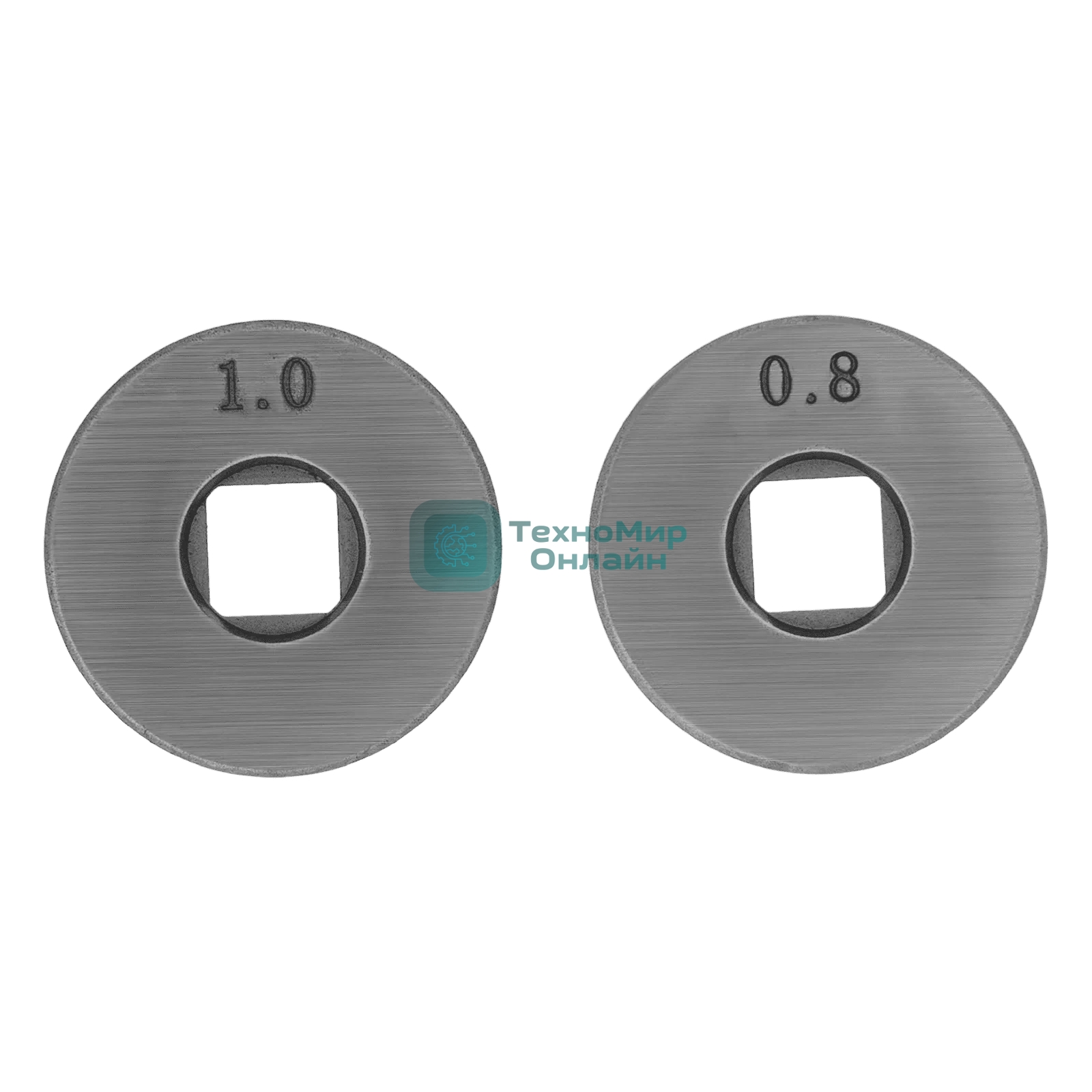 Подающий ролик Denzel V профиль под стальную проволоку 0,8-1 мм, посадка квадрат, 2 шт