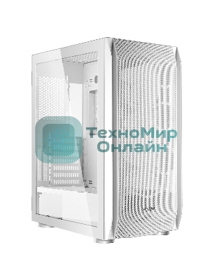 Компьютерный корпус Ginzzu GL 185 белый боковая дверца закаленное стекло на петлях на магнитах