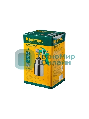 Пневматический краскопульт KRAFTOOL AirKraft, HVLP, с нижним бачком, 1,4мм