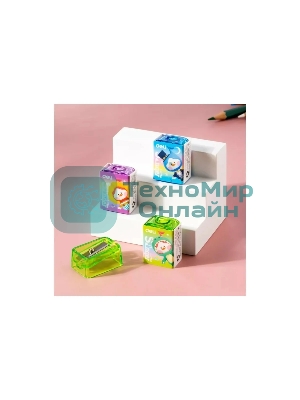 Точилка для карандашей ручная Deli EH552 Little Singer, 1 отверстие, пластик, ассорти, коробка
