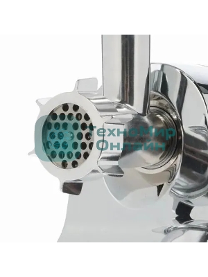 Мясорубка электрическая Eurostek EMG-Y777M металлик, 3000 Вт, 2 кг/мин, реверс, защита от перегрузки, насадки - 4