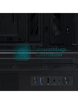 Компьютерный корпус без блока питания HSPD F510, Panoramic Mid Tower, черный, TG, 0.5 SPCC, no fans ATX, mATX, mITX 180/280/160мм 1x2.5