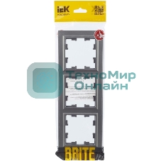 Рамка 3-мест. IEK BRITE РУ-3-БрС сталь