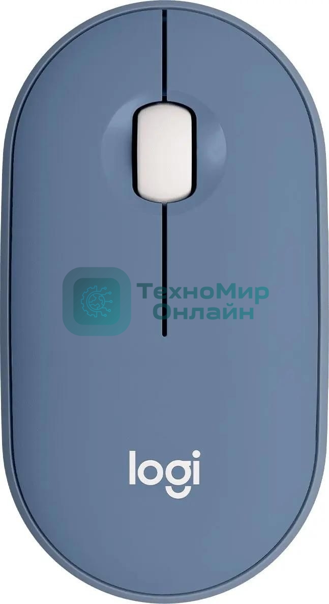 Мышь беспроводная Logitech Pebble M350 синий, 1000 dpi, радиоканал, Bluetooth, USB, кнопки - 3