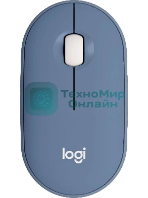 Мышь беспроводная Logitech Pebble M350 синий, 1000 dpi, радиоканал, Bluetooth, USB, кнопки - 3