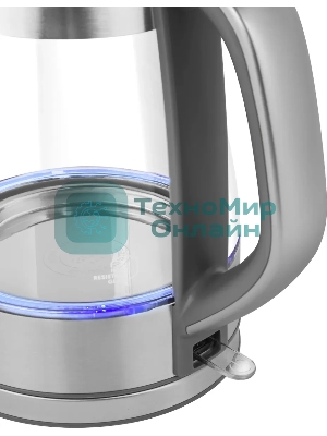 Чайник электрический Red Solution RK-G138 1.7л. 2200Вт серый (корпус: стекло)