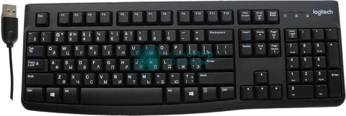 Клавиатура проводная Logitech K120 for business, USB черный (неоригинальная гравировка)