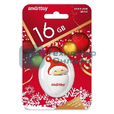 Флешка USB SmartBuy NY series Santa-A (SB16GBSantaA), 16Gb, USB 2.0, R/W 25/15, красный/белый