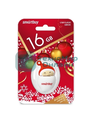 Флешка USB SmartBuy NY series Santa-A (SB16GBSantaA), 16Gb, USB 2.0, R/W 25/15, красный/белый