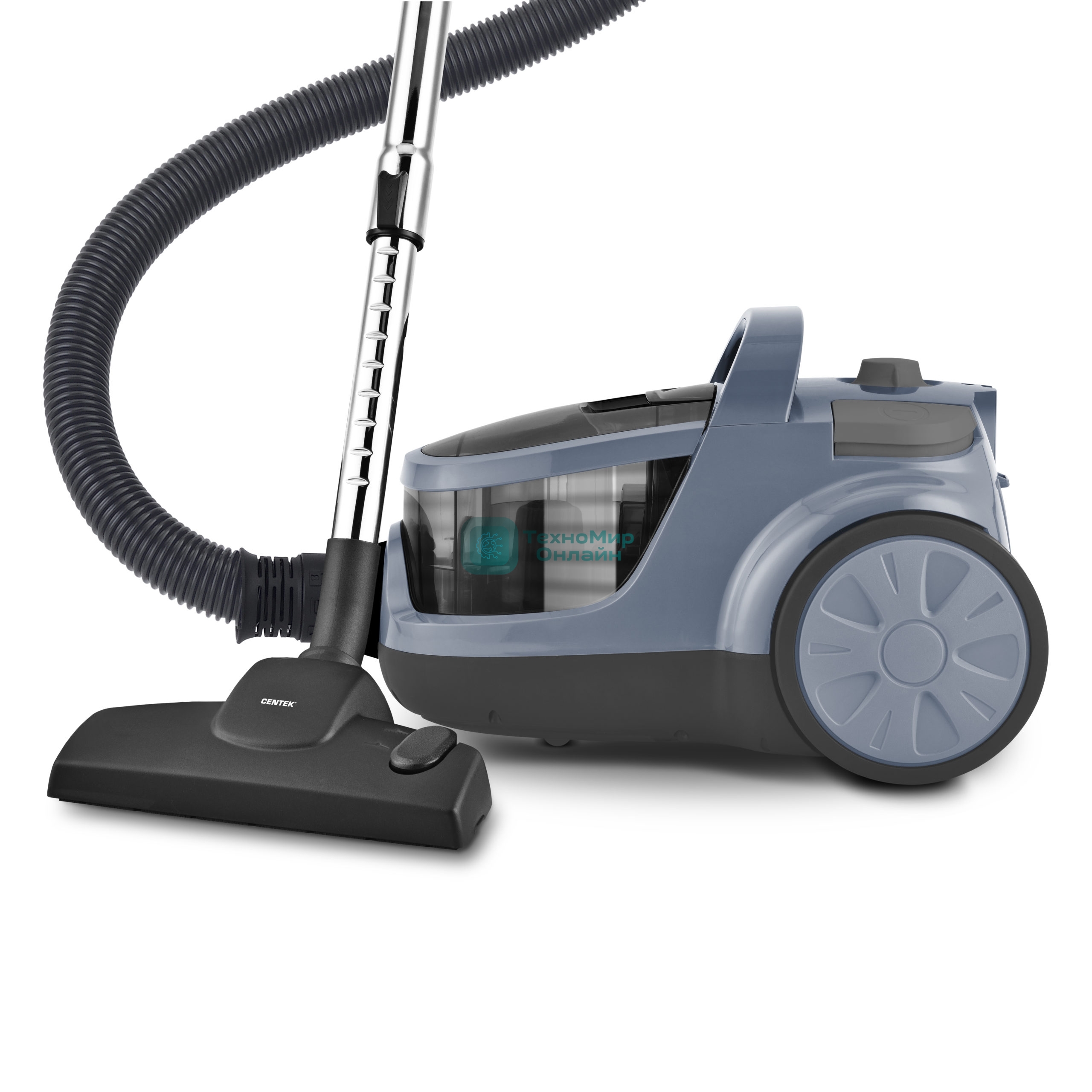 Пылесос Centek CT-2547 синий/серый, 400/2400 Вт, уборка сухая, пылесборник циклонный фильтр 2 л