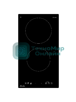 Индукционная варочная панель Monsher MHI 3003, High-Tech, индукция, 30 см, 2 зоны нагрева, inverter, сенсорное управление, 9 уровней мощности, автоматическое отключение, пауза, Booster, таймер, черный