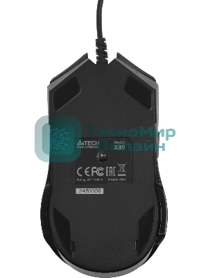 Мышь проводная A4Tech X89 Maze черный, 2400 dpi, USB, кнопки - 8
