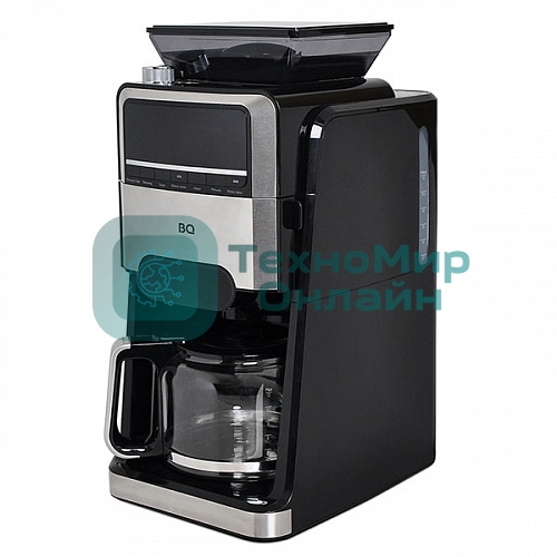 Кофеварка капельная со встроенной кофемолкой BQ CM3002 черный-стальной, исп. кофе - зерновой/молотый, 1.5 л, 1400 Вт