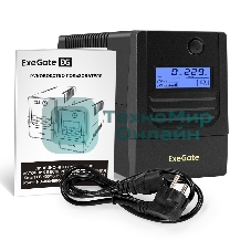 Источник бесперебойного питания ExeGate Smart LB-650.LCD.AVR.4C13 (650VA/390W, LCD, AVR, 4*C13, батарея 12V 7Ah, черный)