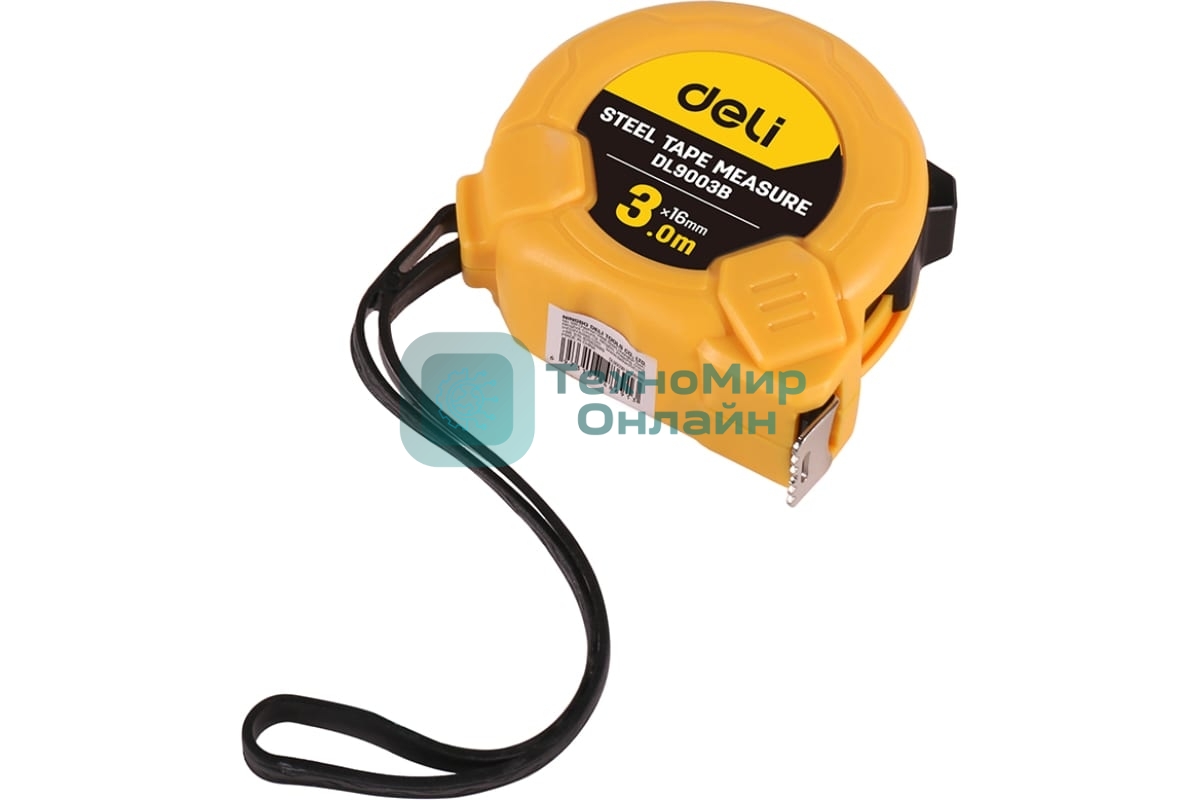 Рулетка Deli DL9003B 3мx16мм Метрическая. Корпус ударопрочный.