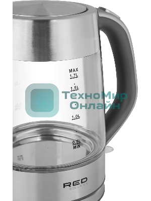 Чайник электрический Red Solution RK-G138 1.7л. 2200Вт серый (корпус: стекло)