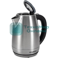 Чайник электрический Hyundai HYK-S8408 1.7 л, 2200 Вт, серебристый матовый/черный (корпус: нержавеющая сталь)
