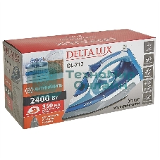 Утюг Delta LUX DL-712 белый с серо-голубым, 2400 Вт, 30 г/мин, 150 г/мин, 350 мл