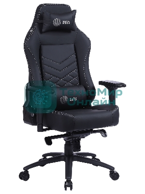 Кресло Cactus CS-CHR-0112BL-M черный, экокожа, 120 кг, подголовник, регулируемые подлокотники, механизм качания